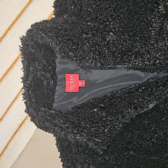 Guess Fluffy Cropped Bonber Jacket - Picture 2 of 3